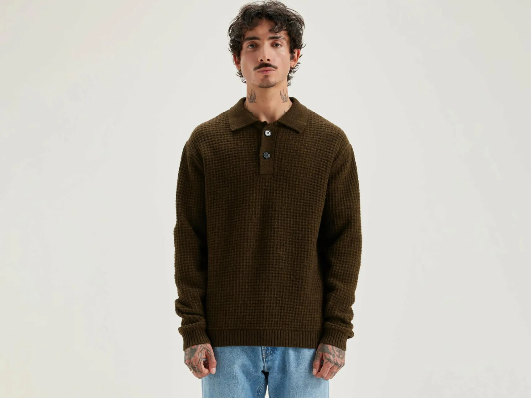 allos-polo-style-trui-HkjDNLwB-0.webp Sale Bellerose Allos Polo-style Trui Olive