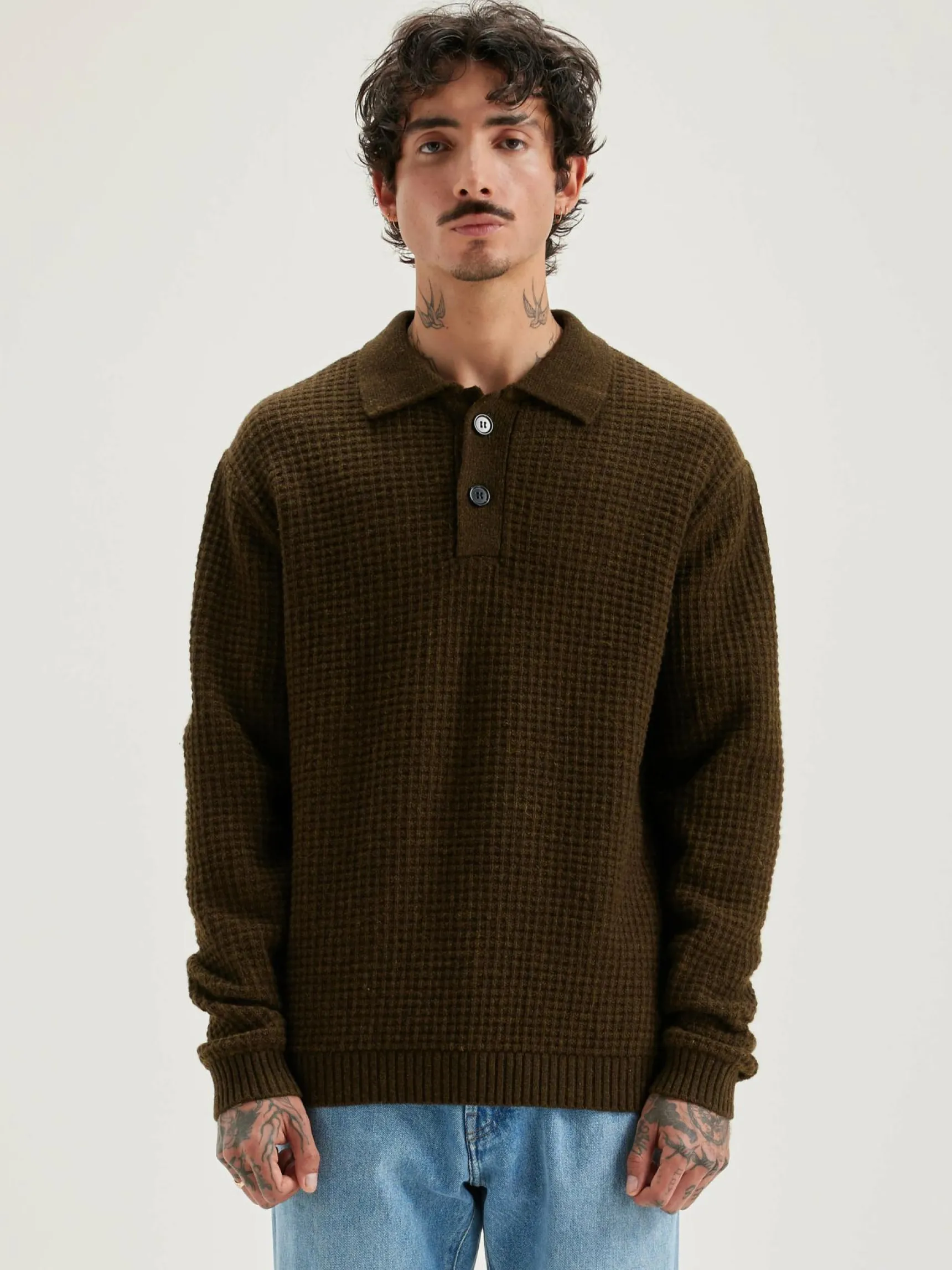 allos-polo-style-trui-HkjDNLwB-1.webp Sale Bellerose Allos Polo-style Trui Olive