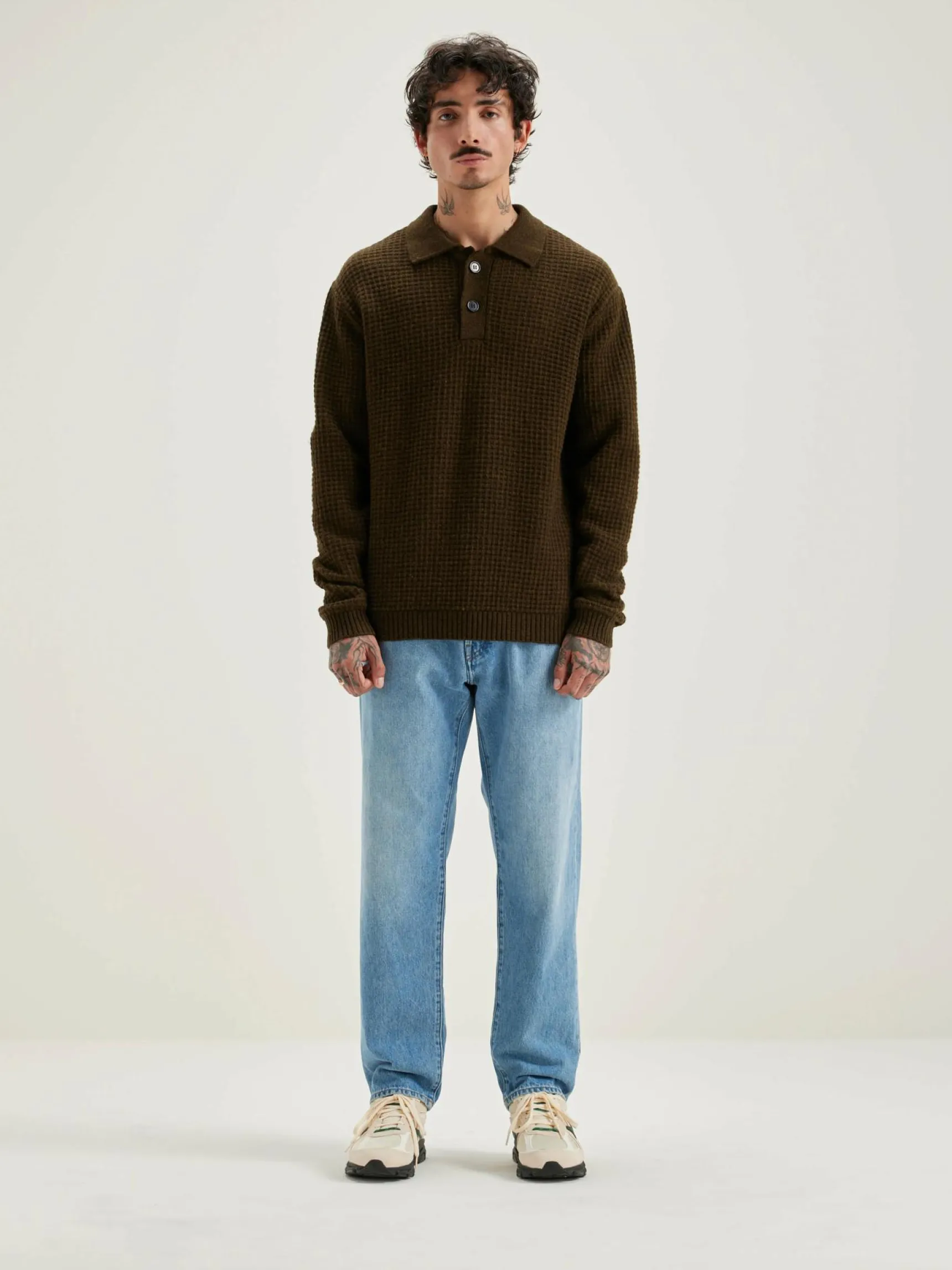 allos-polo-style-trui-HkjDNLwB-2.webp Sale Bellerose Allos Polo-style Trui Olive