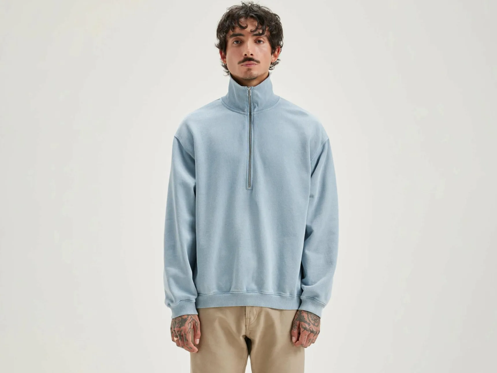 fabro-sweatshirt-met-rits-LAilmxtl-0.webp Online Bellerose Fabro Sweatshirt Met Rits Chambray