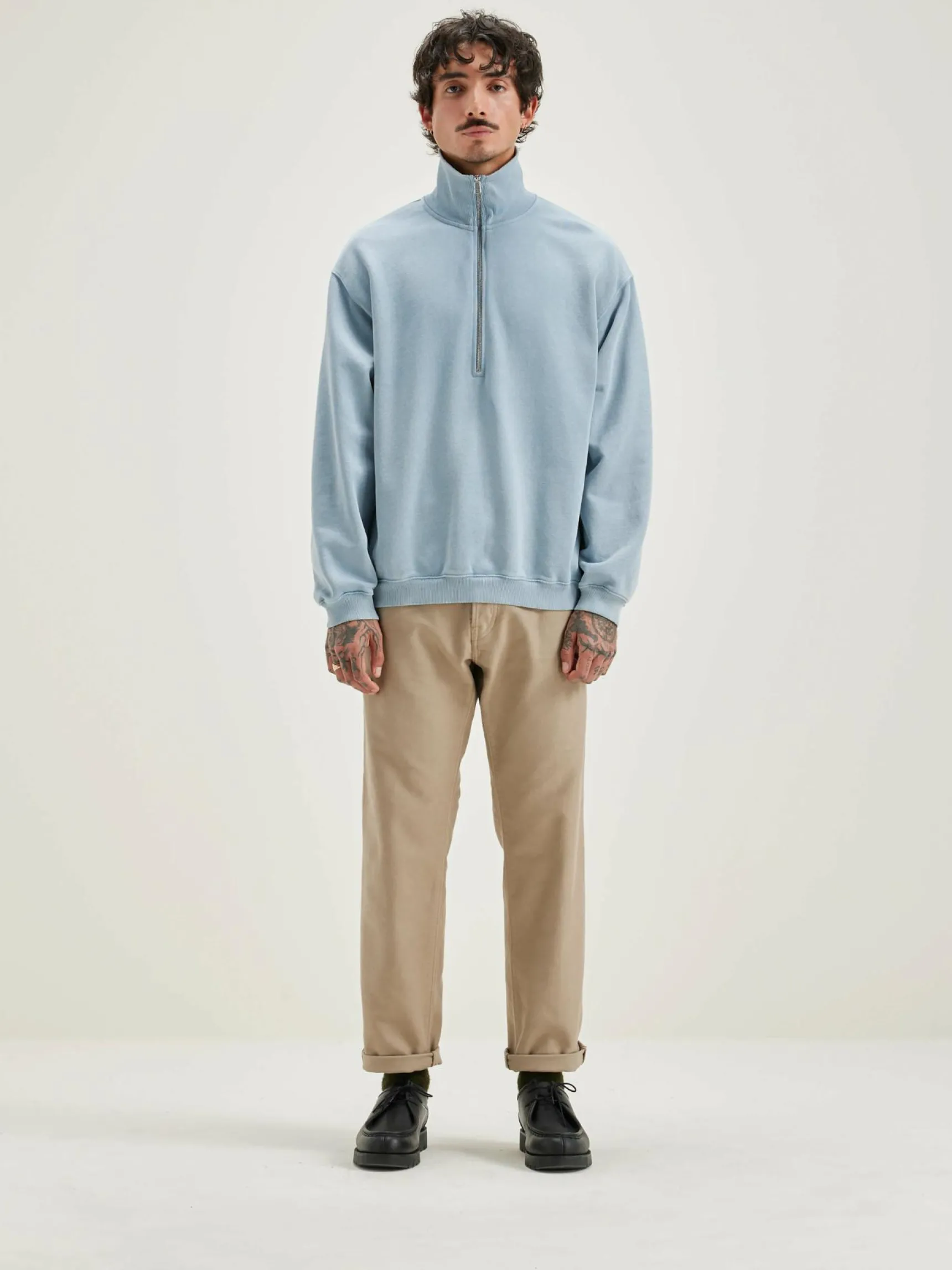 fabro-sweatshirt-met-rits-LAilmxtl-2.webp Online Bellerose Fabro Sweatshirt Met Rits Chambray