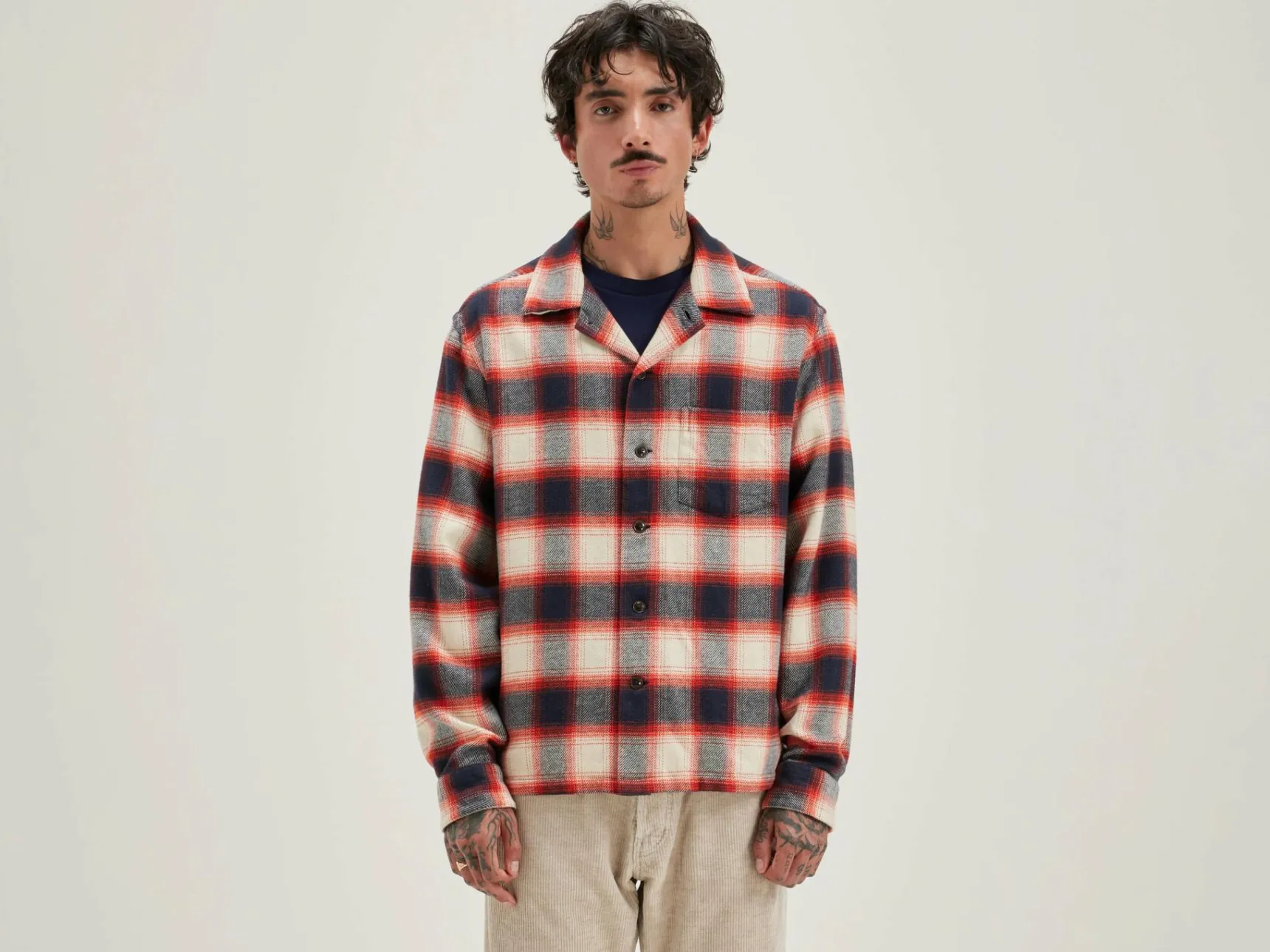 goney-geruit-overhemd-jwPayYIf-0.webp Discount Bellerose Goney Geruit Overhemd Blueberry / Hot Sauce