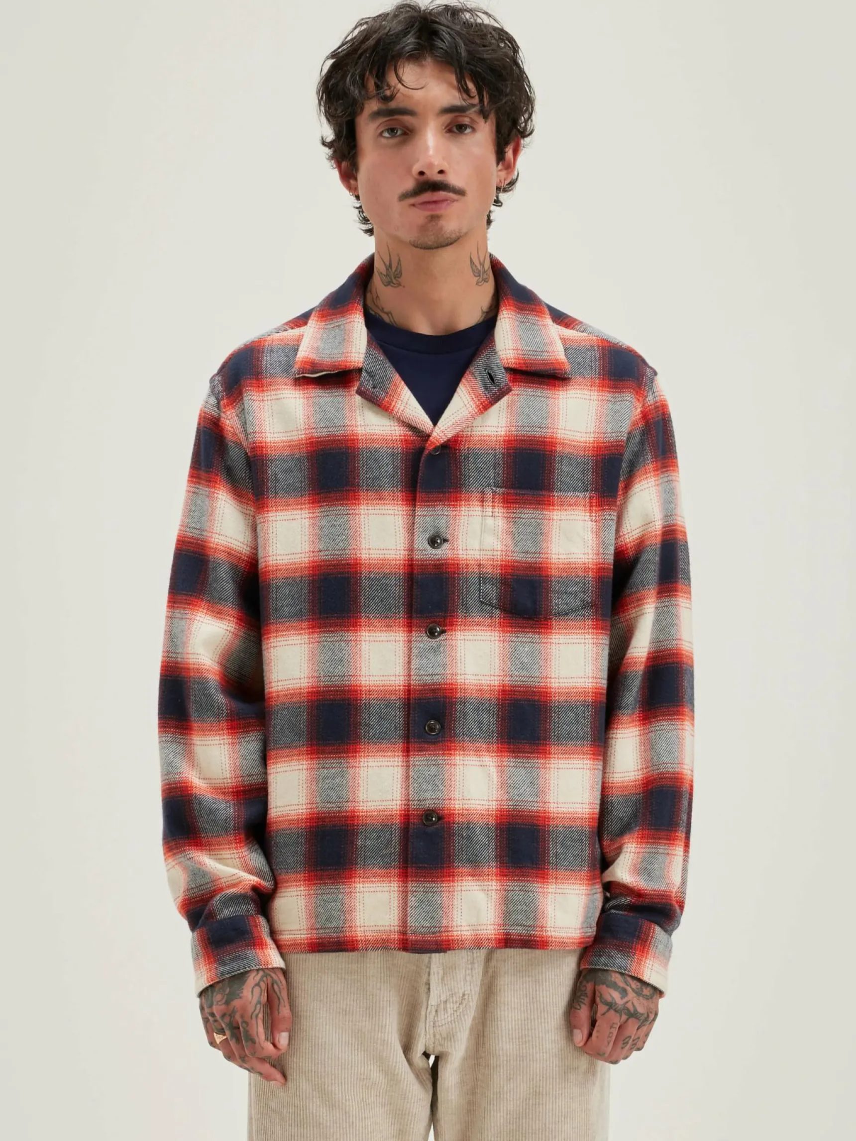 goney-geruit-overhemd-jwPayYIf-1.webp Discount Bellerose Goney Geruit Overhemd Blueberry / Hot Sauce