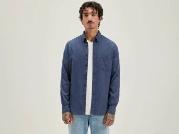 Outlet Bellerose Mire Slim Hemd Metal Blue