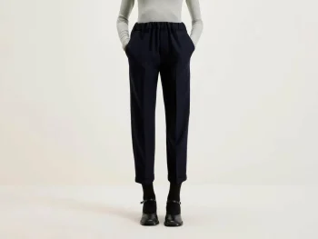 Sale Nicholson & Nicholson Sand Boyfriend Broek Van Wol