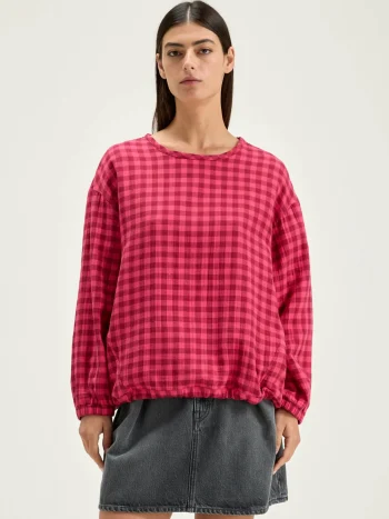 Clearance Bellerose Padoue Geruite Blouse Fushia