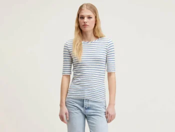Fashion Bellerose Seas Slim T-shirt Ecru / True Blue