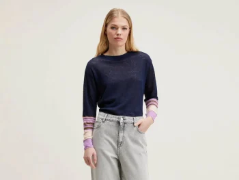 Hot Bellerose Senia Relaxed Linnen T-shirt Bonbon / Naval