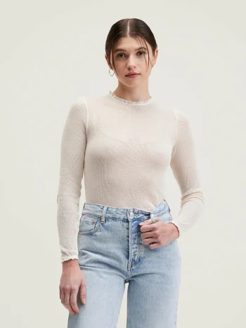 New Bellerose Vibke Lange Mouwen T-shirt Cream